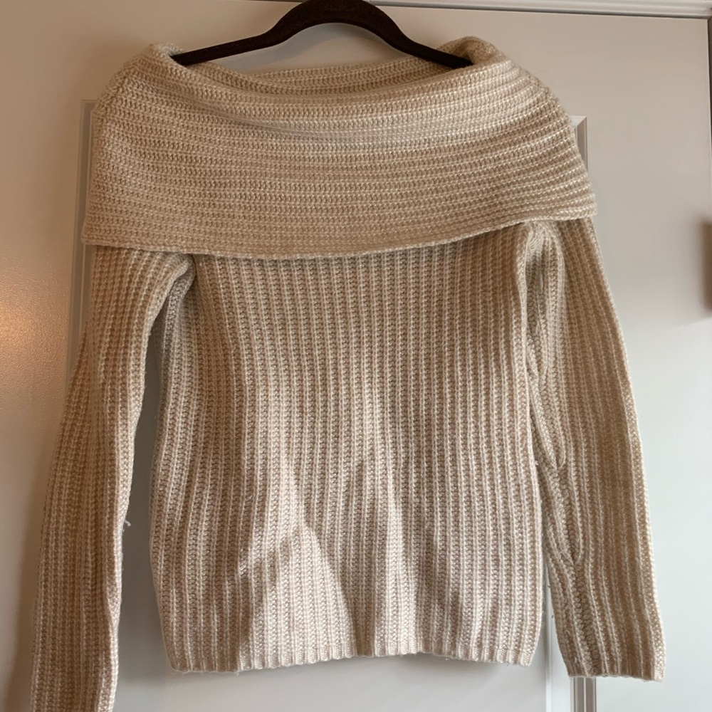 WHBM cream off-shoulder sweater